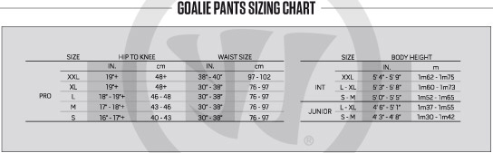 Ice Hockey Goalie Pants Size Chart